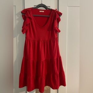 Max Studio  Red Dress with Ruffle Sleeves Sz. M